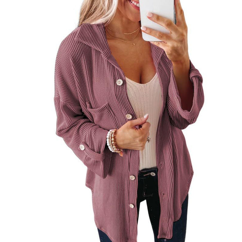 Women's Oversized Waffle Knit Button Down Shacket