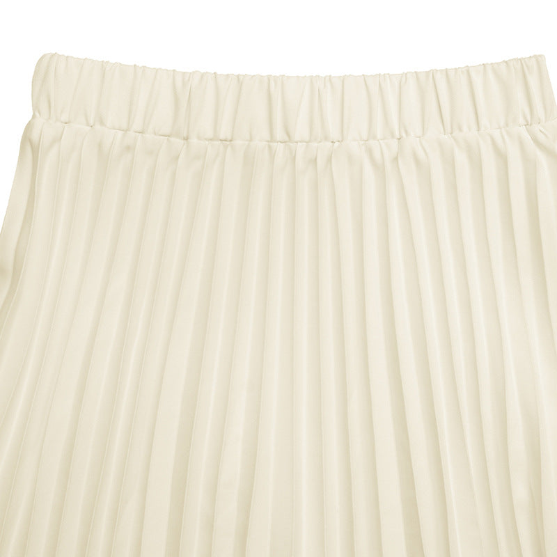 Sleeveless Solid Polyester Dress Set Pleated Summer Outfit