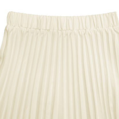 Sleeveless Solid Polyester Dress Set Pleated Summer Outfit