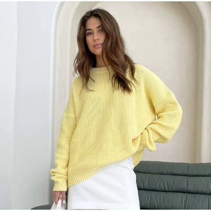Women's Oversized Chunky Knit Crew Neck Pullover Sweater