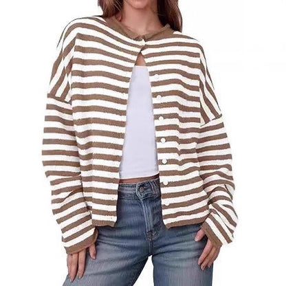 Women's Soft Striped Button Front Cardigan