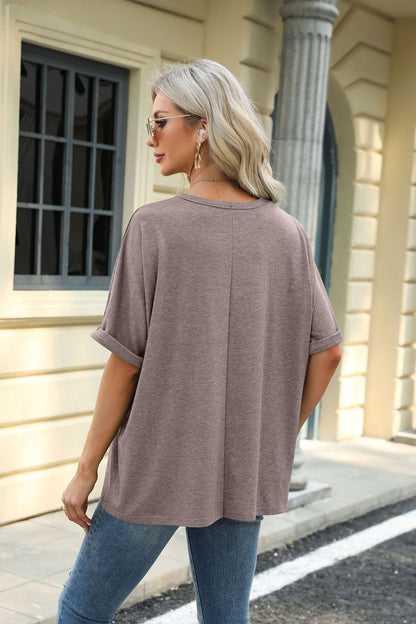 Loose Fit Crew Neck Short Sleeve Casual Basic Tee