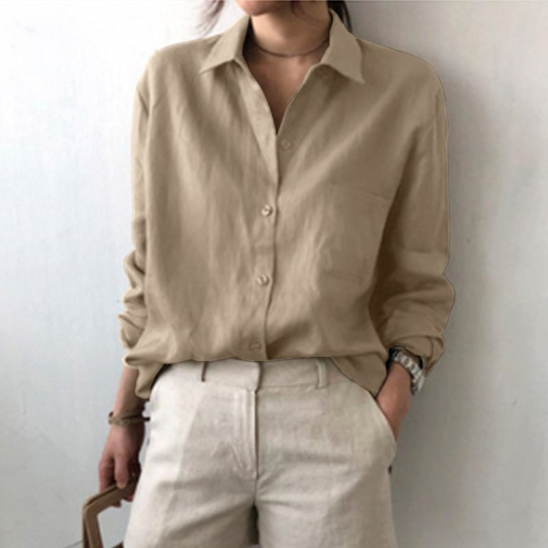 Women's Oversized Linen Button Down Shirt Casual Blouse