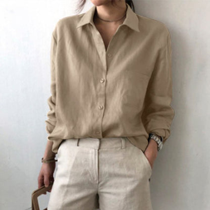 Women's Oversized Linen Button Down Shirt Casual Blouse