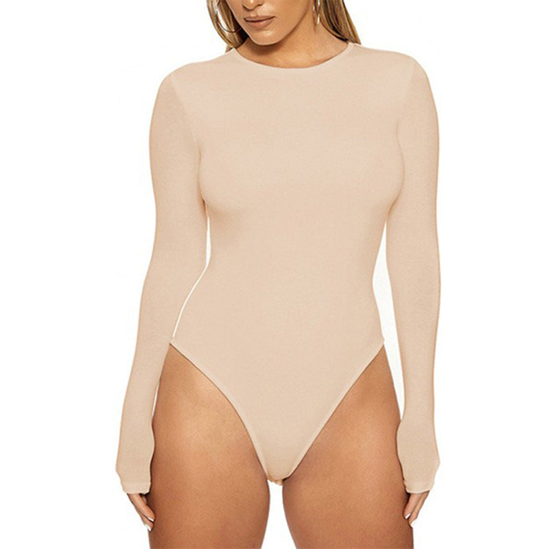 Sexy Long Sleeve Bodysuit Crew Neck Bodycon Women
