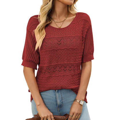 Cross-Border Sexy Hollow Knit Crochet Top