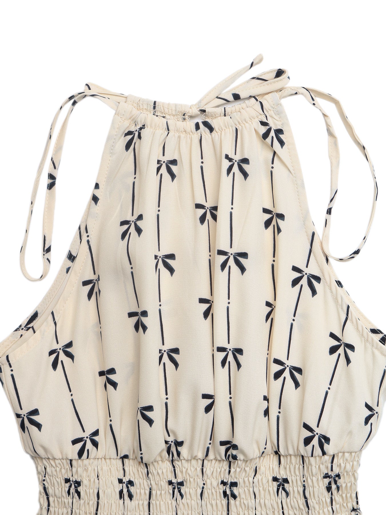 Summer Halter Bow Print Romper Sleeveless Casual Shorts