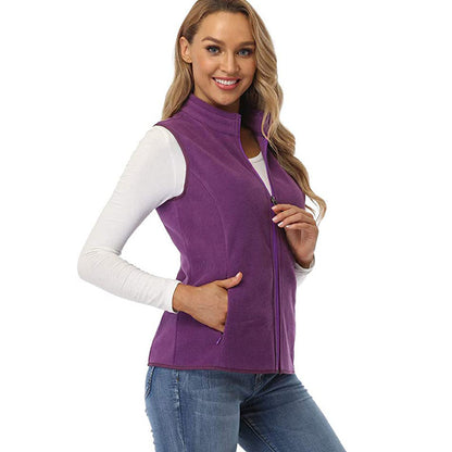 Women's Fleece Vest Zip Up Lightweight with Pockets
