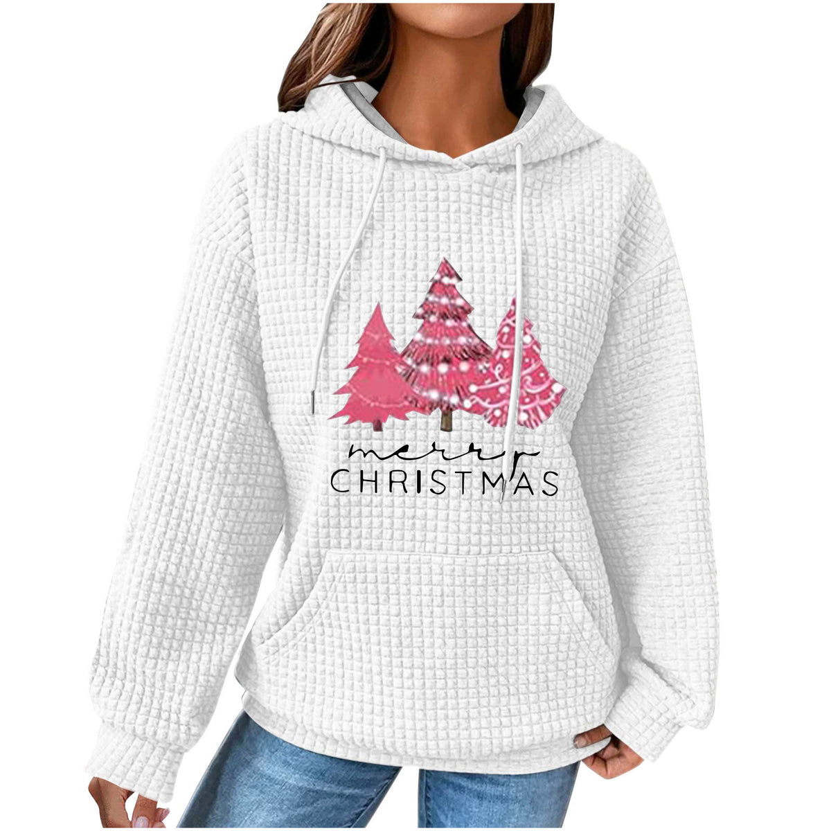 Women's Oversized Waffle Knit Christmas Hoodie