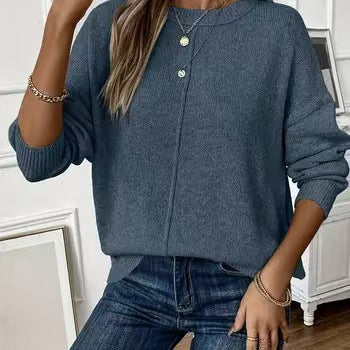 Women's Crewneck Sweater Casual Solid Knit Pullover