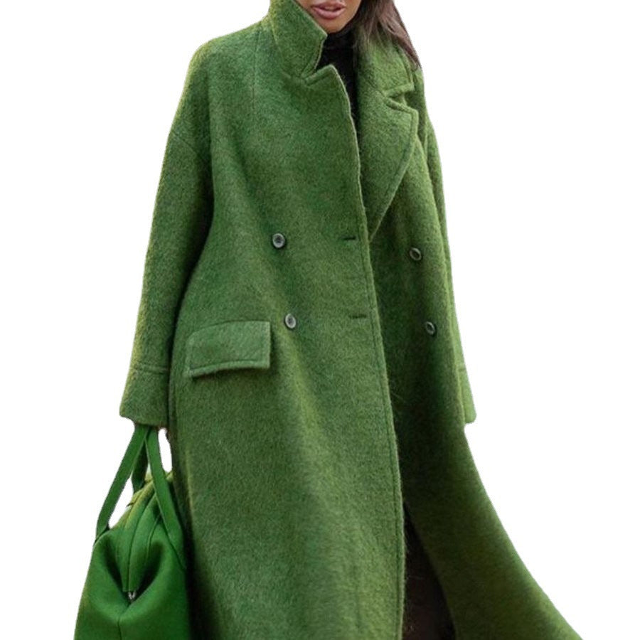Women's Oversized Long Coat Lapel Button Front Winter