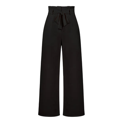 Women's Wide-Leg Trousers with Belt Casual Commuter Pants
