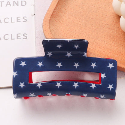 4th of July Stripe Hair Claw Clip Patriotic USA