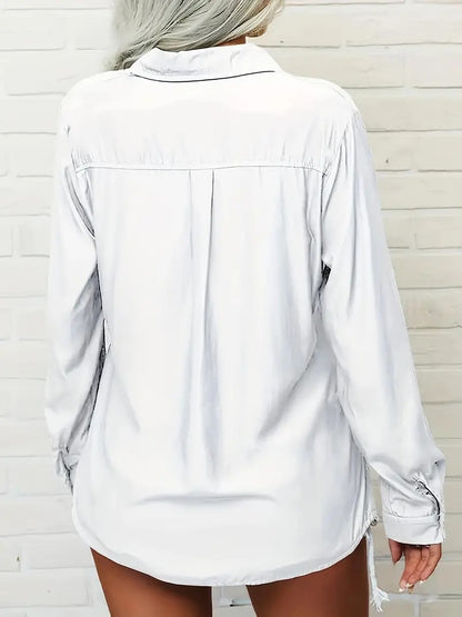 Women's Oversized Button Down Shirt Long Sleeve Collared