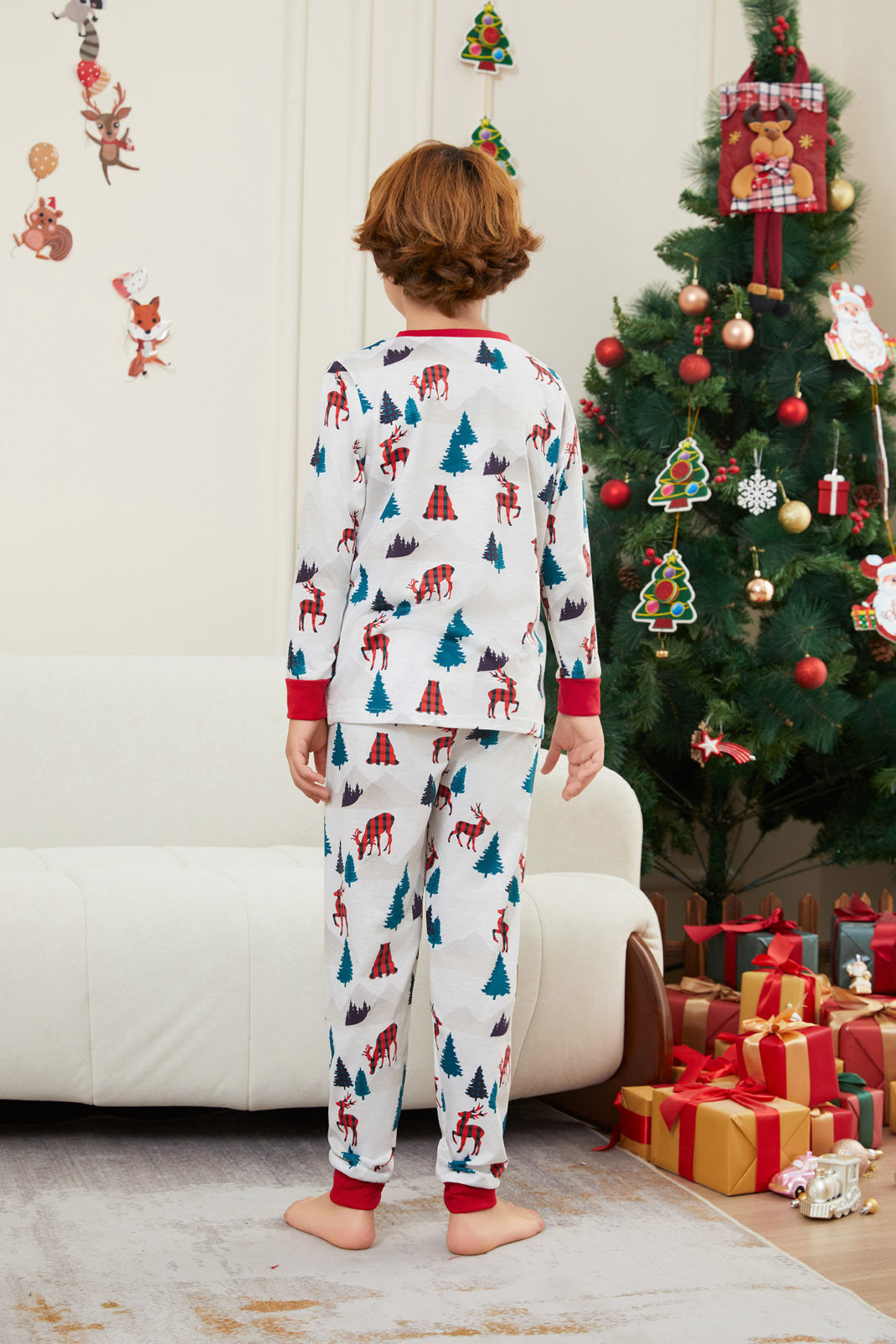 Christmas Tree Deer Full of Flowers Parent-child Dress Printed Christmas Pajamas