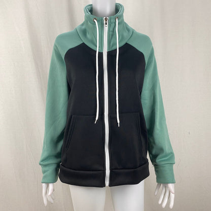 Women's Colorblock Fleece Zip Hoodie Oversized Plus Size