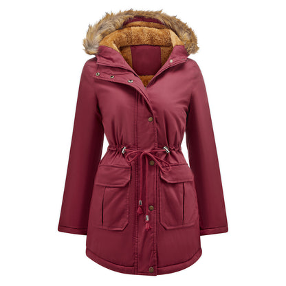 Women's Plus Size Faux Fur Hooded Long Parka Winter Coat