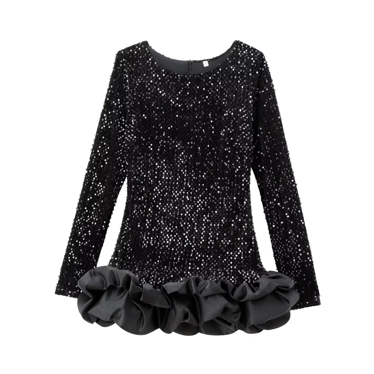 Balletcore Long Sleeve Ruffle Hem Mini Dress