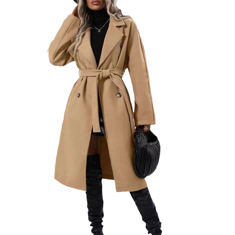Women's Oversized Long Belted Double Breasted Winter Coat