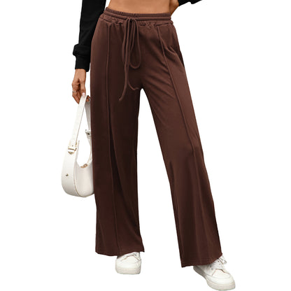 Women's High Waist Wide Leg Drawstring Pants Pockets