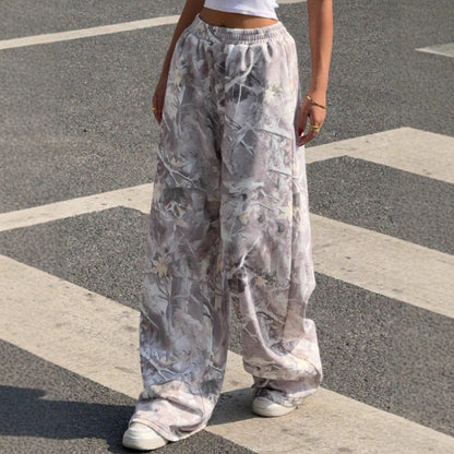 Y2K Vintage Wide Leg Baggy Pants Women Graphic Streetwear