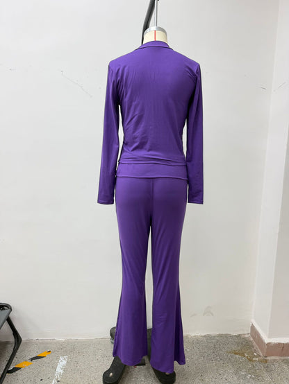 Women's 3-Piece Zip-Up Lounge Set Top Pants Headband