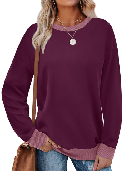 Colorblock Crewneck Pullover Sweatshirt for Women