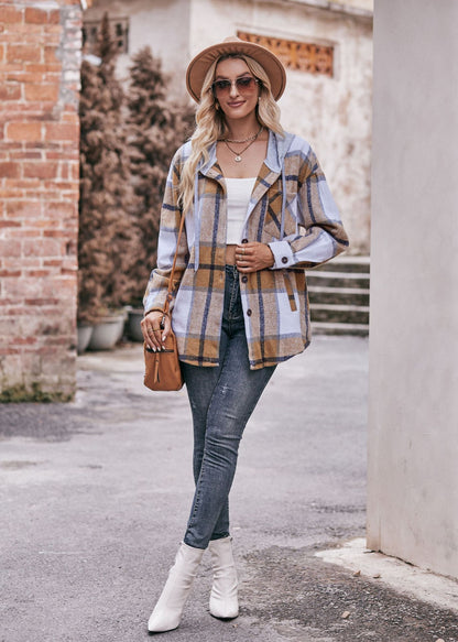 Plaid Hooded Shacket Jacket Oversized Fall Layering Coat