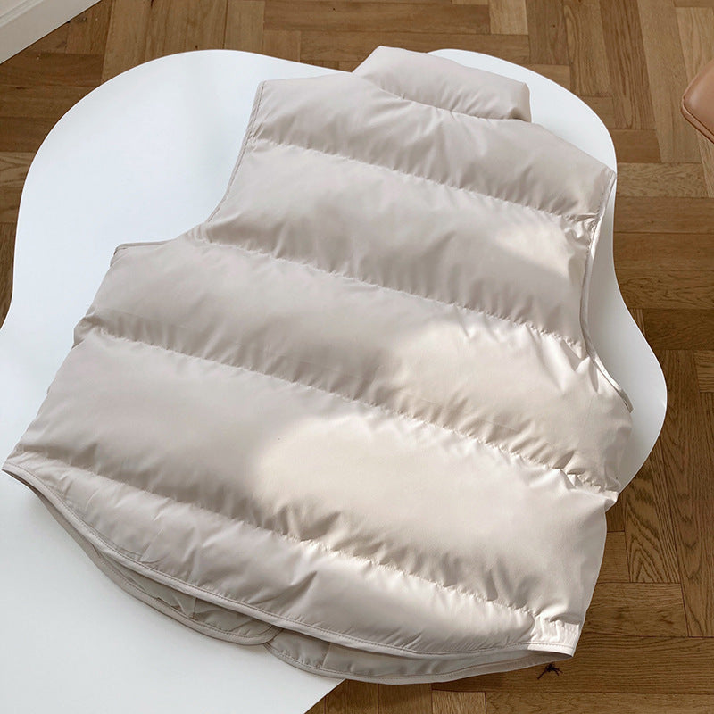Women's Oversized Cropped Puffer Vest Stand Collar