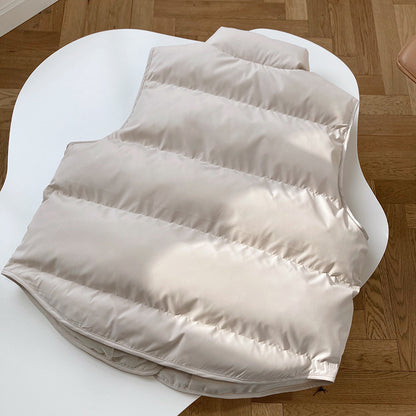 Women's Oversized Cropped Puffer Vest Stand Collar
