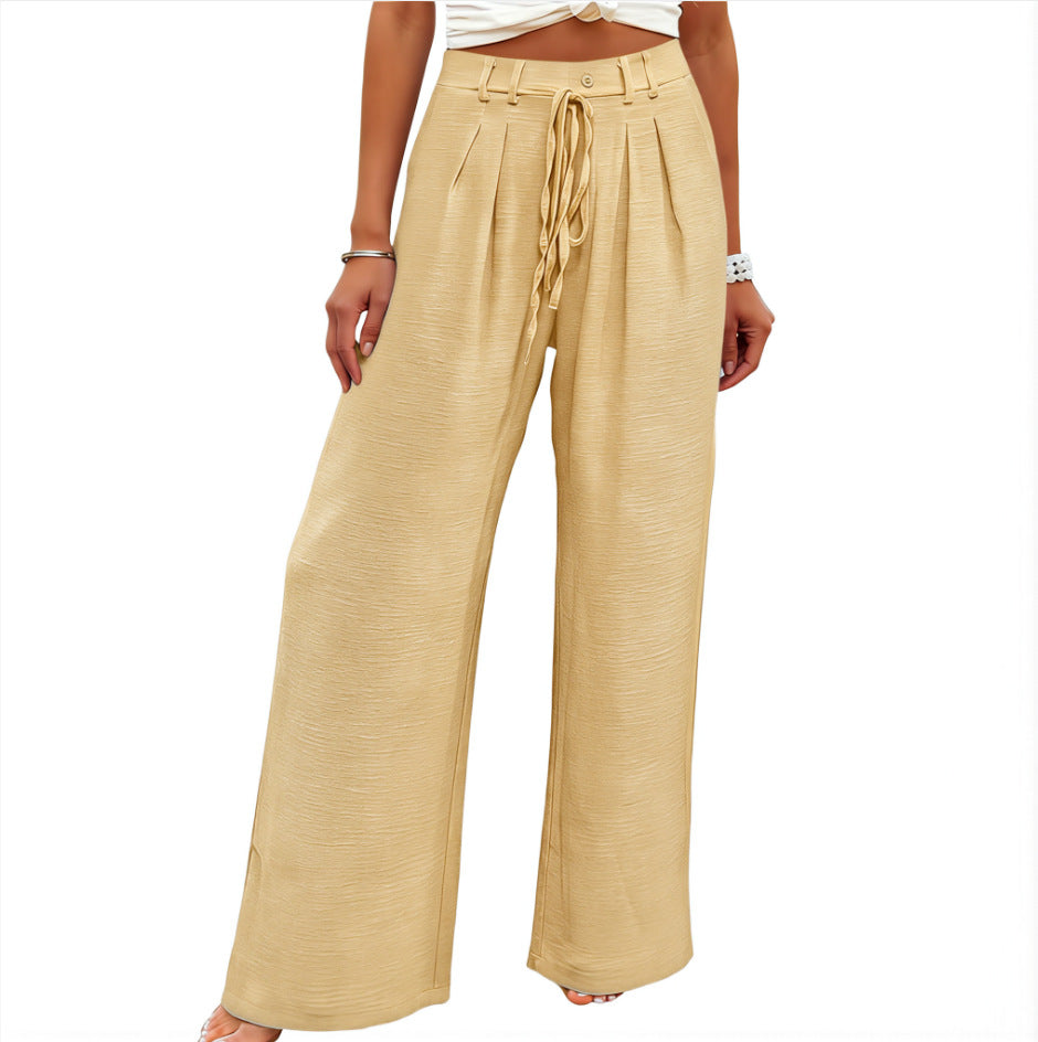 High Waist Wide Leg Pants Drawstring Relaxed Fit