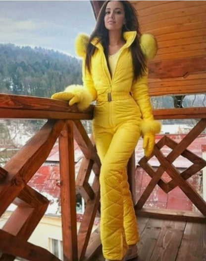 Women's One Piece Ski Suit Waterproof Hooded Snowsuit