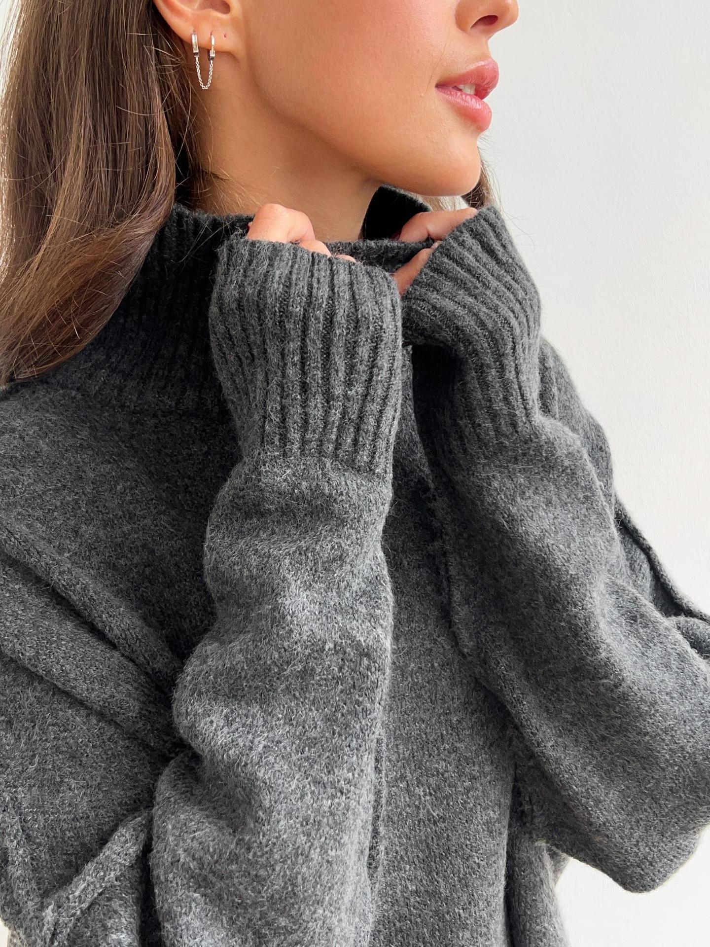 Knit Turtleneck Lounge Set with Wide Leg Pants