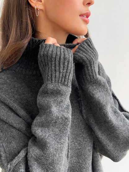 Knit Turtleneck Lounge Set with Wide Leg Pants
