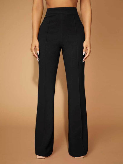 High Waist Straight Leg Pants | Women's Work Trousers