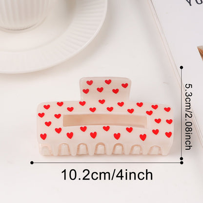 Heart Print Acrylic Hair Claw Clip Large Strong Hold