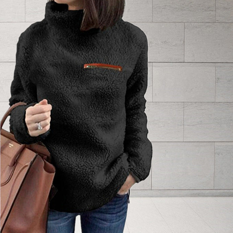 Half Zip Mock Neck Knit Sweater Top Long Sleeve Slim Fit