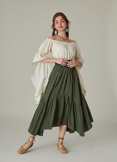 Women's High-Waisted Tiered Maxi Skirt – Vintage Boho Long Skirt