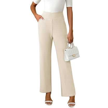 Women's High-Waist Flare Pants - Casual Loose Straight-Leg