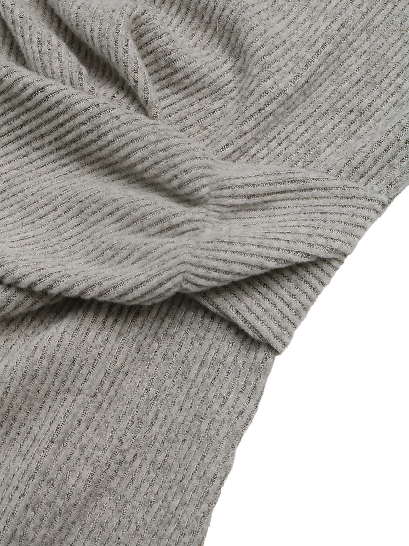 Ribbed Knit Ruched Midi Dress Long Sleeve Side Slit
