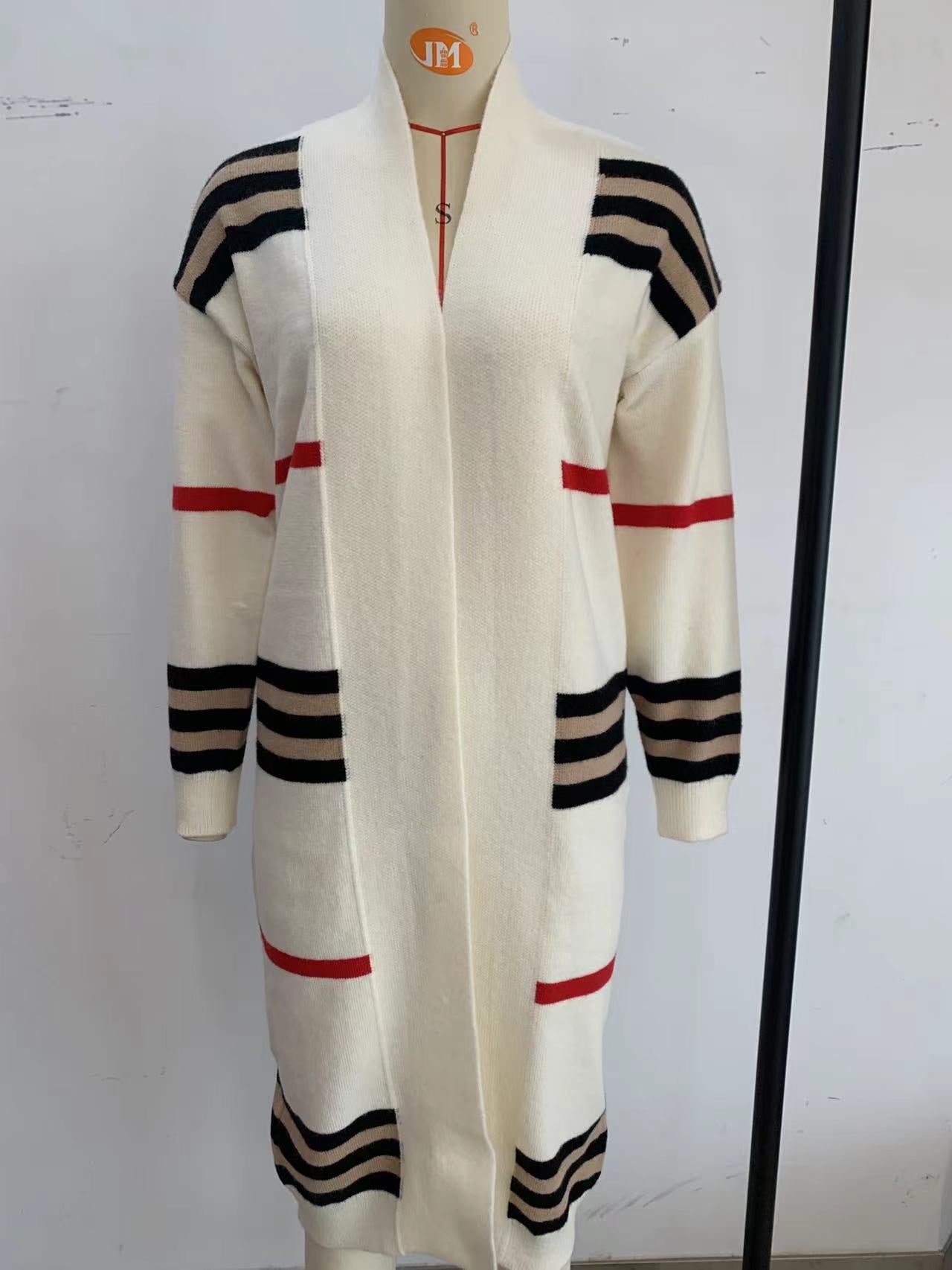 Women's Striped Long Cardigan Open Front Oversized