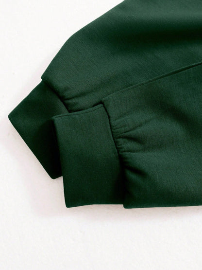 Women's Cropped Quarter Zip Drawstring Waist Sweatshirt