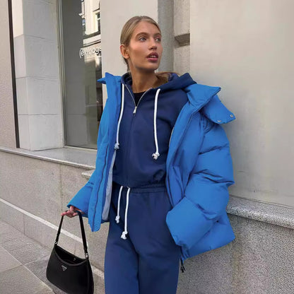 Women's Oversized Cropped Puffer Jacket Thick Winter Coat