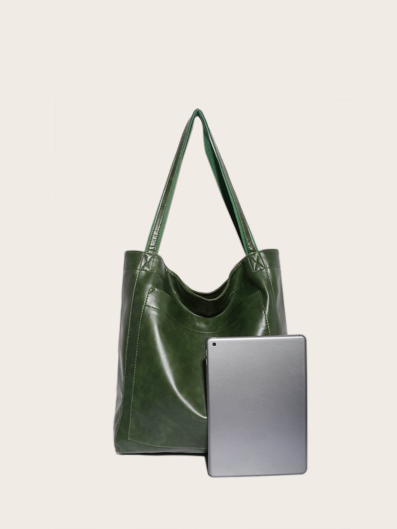 Vintage Soft Leather Tote Bag with Pocket Large Capacity