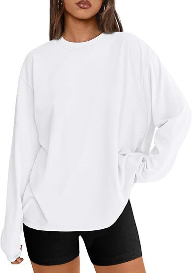 Women's Oversized Long Sleeve Crew Neck Boyfriend Tee