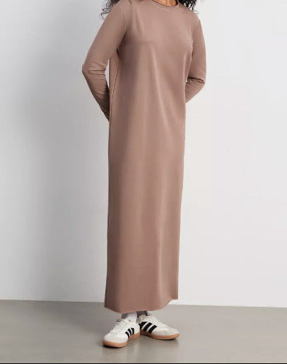 Women's Casual Long Sleeve Solid Maxi Dress Loose Fit
