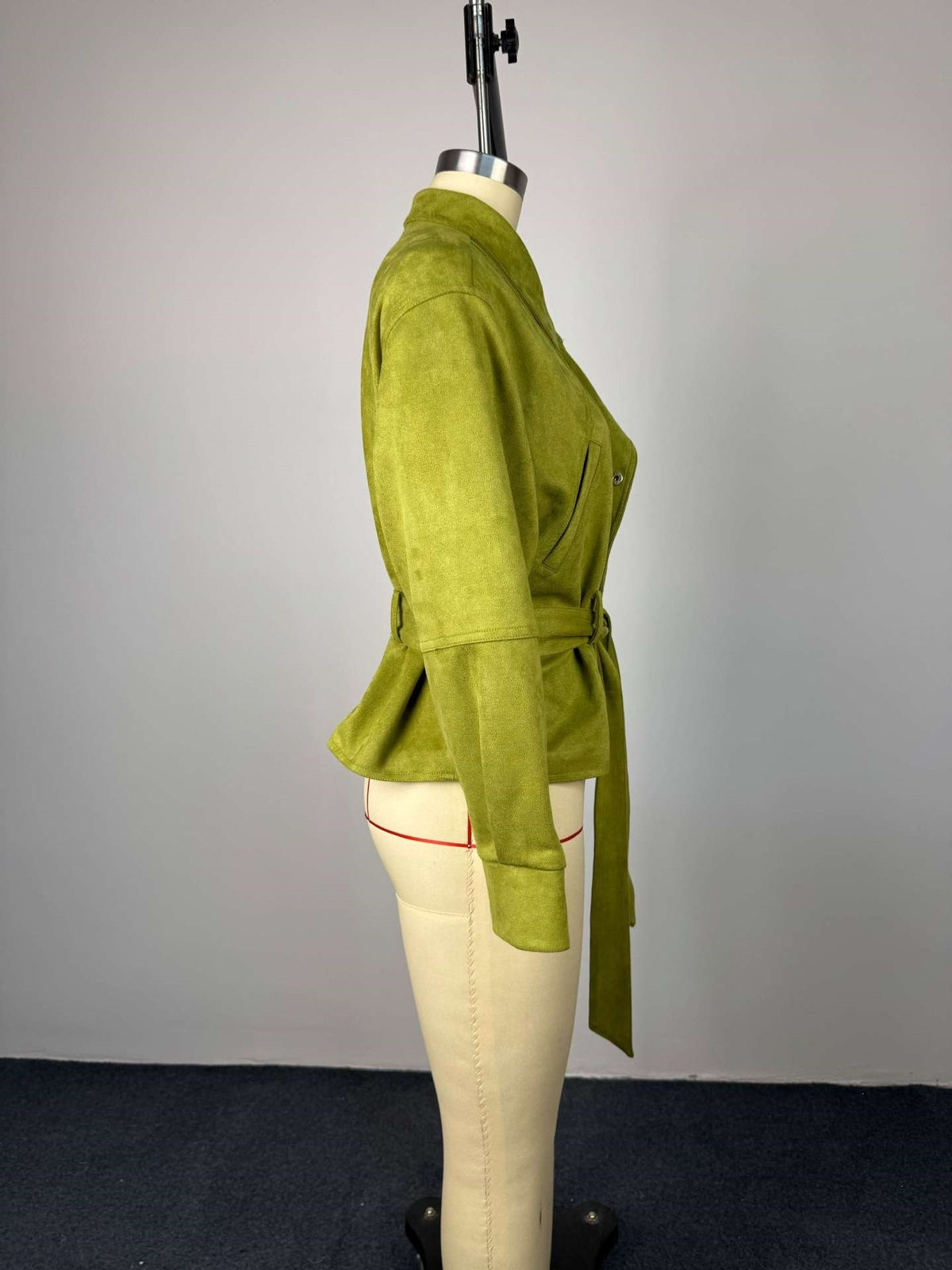 Women's Belted Cropped Jacket Stand Collar Trench Coat