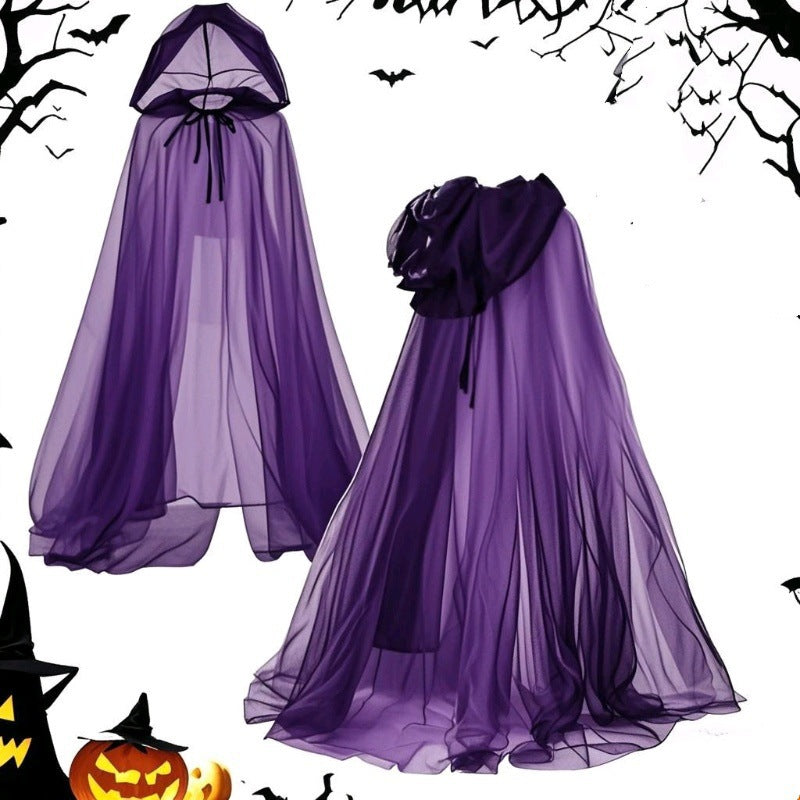 Hooded Chiffon Cape for Witch Halloween Costumes