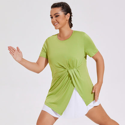 Plus Size Quick-drying Loose Running Sports Cover-up Fitness Running Short-sleeved Women's Short-sleeved T-shirt Yoga Clothes