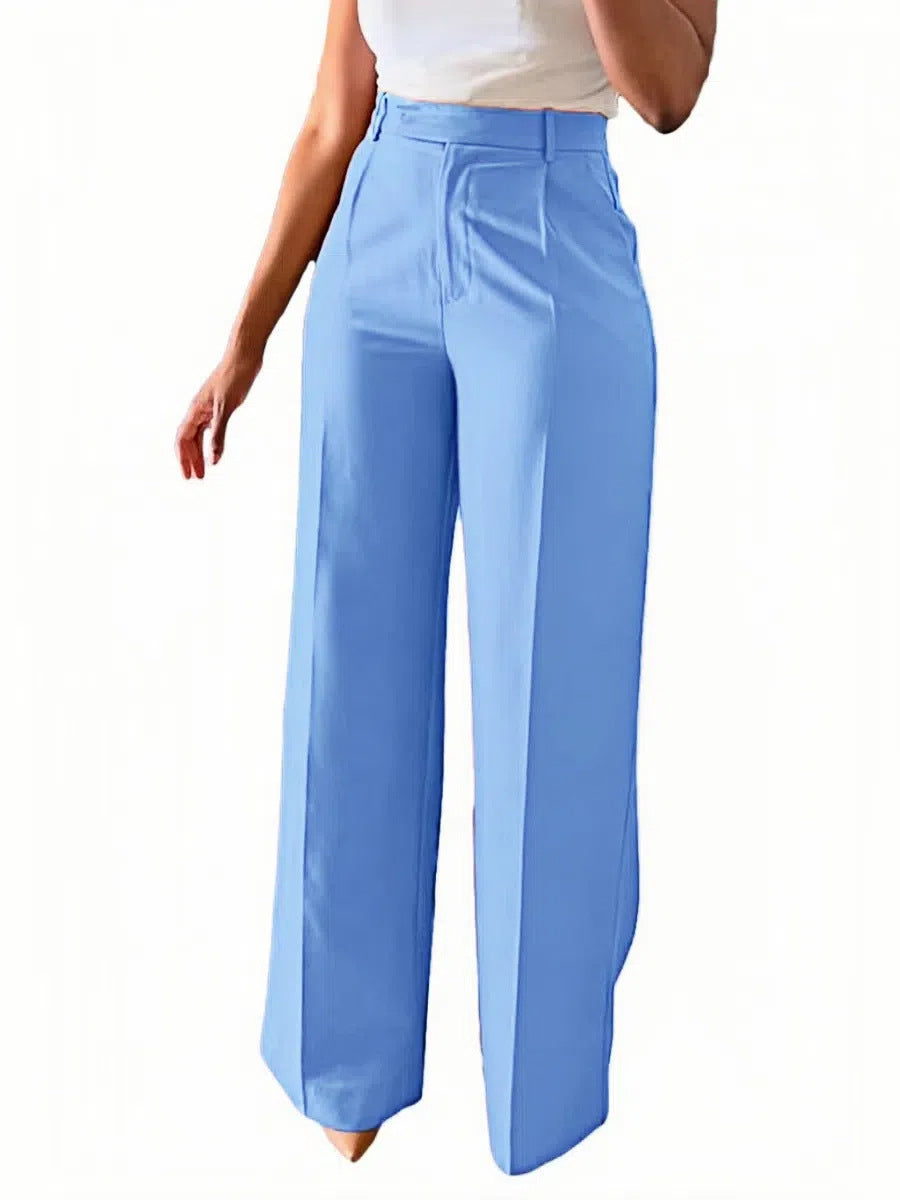 Women's High Waisted Pleated Straight Leg Dress Pants